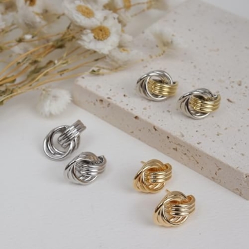 Elegant JeanBeau Gold Silver Knot Earrings for Women