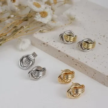 Elegant JeanBeau Gold Silver Knot Earrings for Women