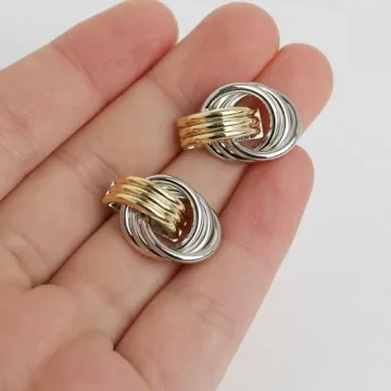 Elegant JeanBeau Gold Silver Knot Earrings for Women