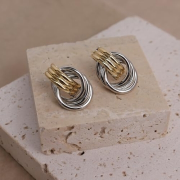 Elegant JeanBeau Gold Silver Knot Earrings for Women