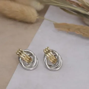 Elegant JeanBeau Gold Silver Knot Earrings for Women