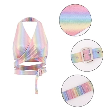 Stylish Metallic Halter Crop Top for Rave & Parties