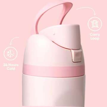 Generic Free-Sip Water Bottles - 20 oz, Insulated Stainless Steel Water Bottle with Straw for Sports and Travel, BPA-Free, Pink color