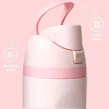 Generic Free-Sip Water Bottles - 20 oz, Insulated Stainless Steel Water Bottle with Straw for Sports and Travel, BPA-Free, Pink color