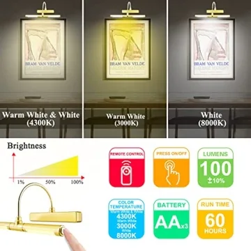 Adjustable Bright LED Picture Light with Remote Control