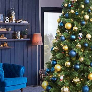 KI Store Gold Christmas Balls 34pcs 2.36-Inch Christmas Tree Decoration Ornaments for Xmas Tree Holiday Wreath Garland Decor Ornaments Hooks Included