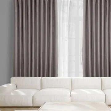 HPD Half Price Drapes Faux Linen Textured Room Darkening Curtains for Bedroom 96 Inches Long (1 Panel), 100W X 96L Extra Wide Curtains for Living Room Home Decor, Mink