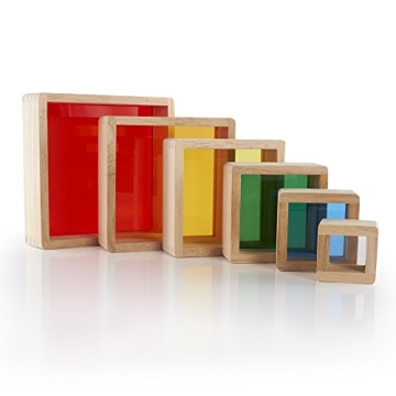 Guidecraft Stacking Rainbow Pyramid for Kids Learning