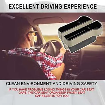Car Seat Gap Filler Organizer, 2 Pack Multifunctional Car Seat Organizer, Auto Console Side Storage Box with Cup Holders 2 Seat Hooks for Drink, Car Organizer Front Seat for Holding Phone, Sunglasses