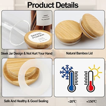 AISIPRIN 24 Pcs Glass Spice Jars Set with Bamboo Lids