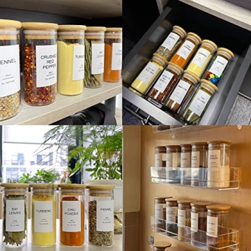 AISIPRIN 24 Pcs Glass Spice Jars Set with Bamboo Lids