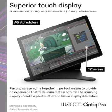Wacom Cintiq Pro 17 Drawing Tablet with Screen, 17.3" Ultra HD 4K. 10-bit 120Hz Touchscreen Display Graphic Arts Tablet with Pro Pen 3, for Windows PC, Mac, Linux