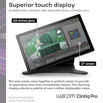 Wacom Cintiq Pro 17 Drawing Tablet with Screen, 17.3" Ultra HD 4K. 10-bit 120Hz Touchscreen Display Graphic Arts Tablet with Pro Pen 3, for Windows PC, Mac, Linux