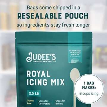 Judee's Royal Icing Mix 2.5 lb - Frost Cookies Like a Professional - For Decorating and Baking - Just Add Water - Non-GMO, Gluten-Free and Nut Free - Royal Icing Mix for Cookies