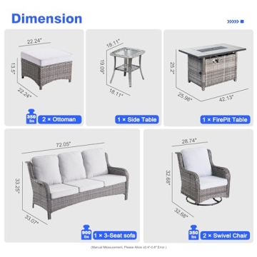 XIZZI 7-Piece Outdoor Furniture Set with Fire Pit