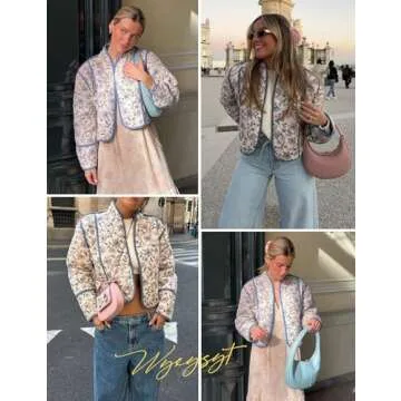 Stylish Wyeysyt Women's Reversible Cropped Puffer Jacket