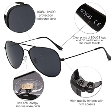 SOJOS Classic Aviator Polarized Sunglasses Vintage Style