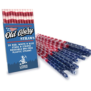 Old Glory Straws 20-Pack - Reusable American Flag Straws
