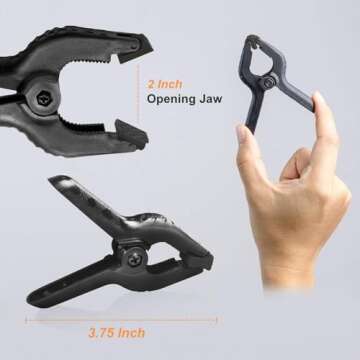 LimoStudio (6 pcs) Spring Clamps, Heavy Duty for Photography Video Studio, Backdrop Stands Accessory, 3.75 inch Body, 2 inch Opening Jaw, Flexible Teeth for Strong Grip, Multi Purposes, AGG1242