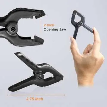 LimoStudio (6 pcs) Spring Clamps, Heavy Duty for Photography Video Studio, Backdrop Stands Accessory, 3.75 inch Body, 2 inch Opening Jaw, Flexible Teeth for Strong Grip, Multi Purposes, AGG1242