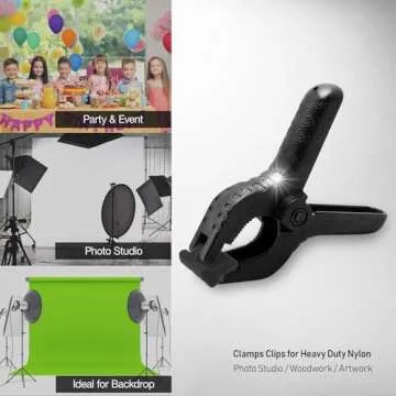 LimoStudio (6 pcs) Spring Clamps, Heavy Duty for Photography Video Studio, Backdrop Stands Accessory, 3.75 inch Body, 2 inch Opening Jaw, Flexible Teeth for Strong Grip, Multi Purposes, AGG1242