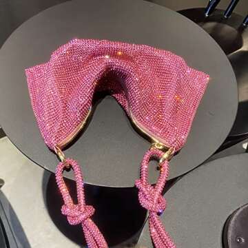 Rhinestone Silver Purses Evening Bags Shoulder Bags for Women, Sparkly Bag Chic Bling Evening Handbag Shiny Hobo Bag for Party Wedding Dinner