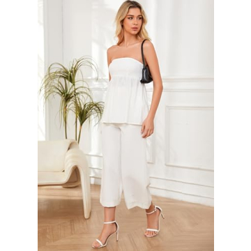 Ythomm Women's Ruffle Hem Bandeau Tube Top for Summer