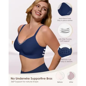 As Fairy Women's Comfortable Wireless Bra in Navy Blue