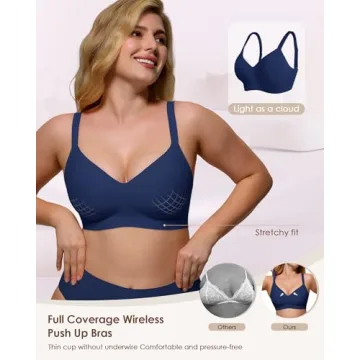 As Fairy Women's Comfortable Wireless Bra in Navy Blue