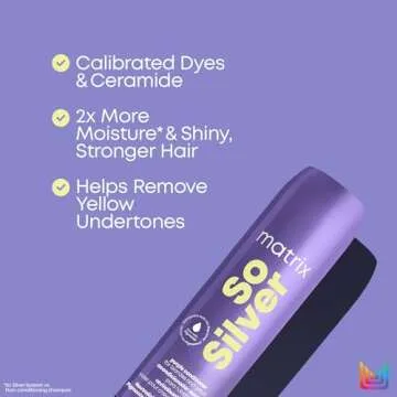 MATRIX So Silver Purple Conditioner | Removes Brassy Yellow Undertones | Color Depositing & Toning | Pigmented Conditioner For Blondes and Greys | For Color Treated Hair | Salon Conditioner | Vegan
