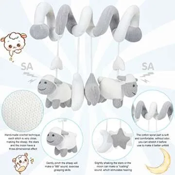 Promise Babe Hanging Car Seat Toys, Infant Stroller Toys for Car Seat Stroller Mobile Crib Bar with Bell, Baby Activity Spiral Plush Toys Best Gift for Boys and Girls, Spiral Activity Toy
