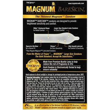 Trojan Magnum Bareskin Ultra-Thin Large Size Condoms - 10 Count
