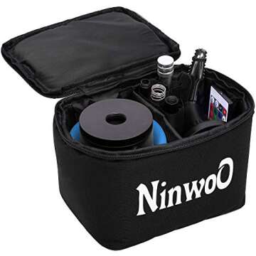 Hookah Set – Premium NinwoO Portable Hookah with Protective Bag Case – Best Travel Shisha with LED Light Remote Controller and Stable Adjustable Vase - Better Filtration with Diffuser (Blue)