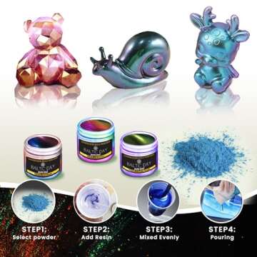BALTIC DAY - Mica Powder, 100 x 5g Jars of Mica Powder for Epoxy Resin Set - Epoxy Resin Color Pigment Powder - Pigments for Soap Making, Slime, Nails