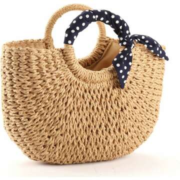 YXILEE Summer Beach Bag - Handmade Large Straw Tote for Women