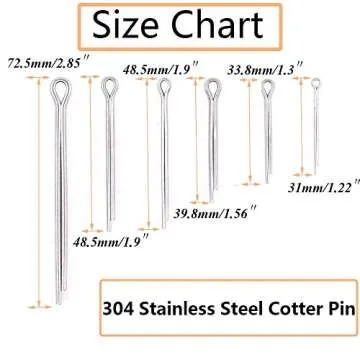 SpzcdZa 100pcs 304 Stainless Steel Cotter Pin Clip Key Fastner Fitting Assortment Kit for Automotive...