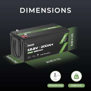 OKMO 200Ah LiFePO4 Battery for Solar RV and Marine Use