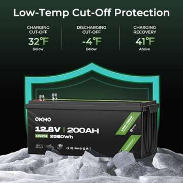 OKMO 200Ah LiFePO4 Battery for Solar RV and Marine Use