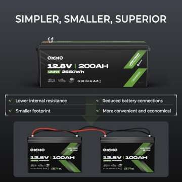 OKMO 200Ah LiFePO4 Battery for Solar RV and Marine Use