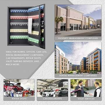 Barska Adjustable Key Cabinet Lock Box with Colorful Key Tag Labels - 200 POSITION - COMBINATION LOCK - BLACK