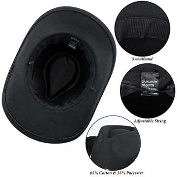 Utaly Womens Felt Western Cowboy Hats for Men Wide Brim Cowgirl Fedoras Hat with Belt Buckle