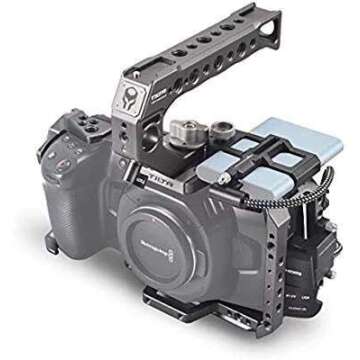 Tilta Camera Cage for BMPCC 4K 6K TA-T01-B-G Basic Kit SSD Drive Holder Top Handle for BMPCC 6K Camera Rig(Tilta Gray)