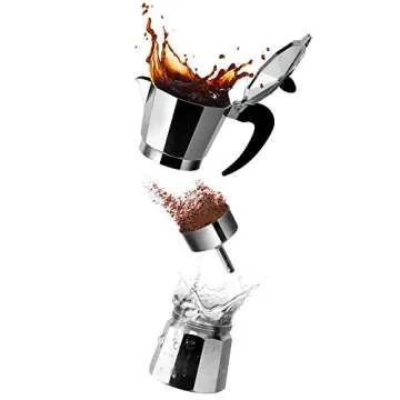 Zulay Kitchen Classic Stovetop Espresso Maker for Great Flavored Strong Espresso, Classic Italian Style 3 Espresso Cup Moka Pot, Makes Delicious Coffee, Easy to Operate & Quick Cleanup Pot