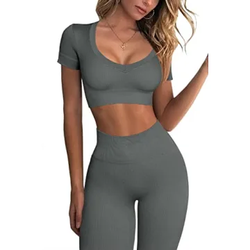 QINSEN Tummy Control Ribbed Leggings for Women