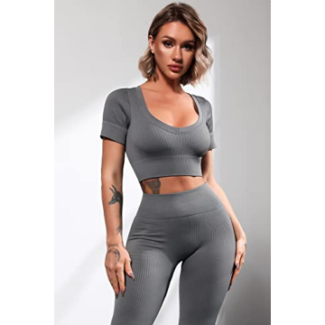 QINSEN Tummy Control Ribbed Leggings for Women