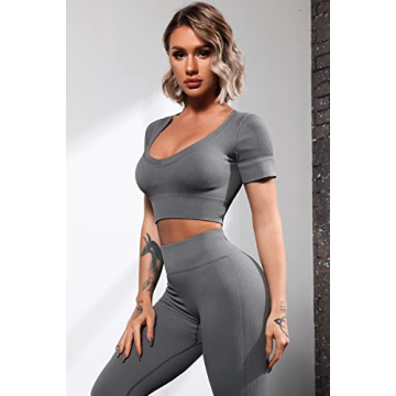 QINSEN Tummy Control Ribbed Leggings for Women