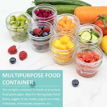 Glass Baby Food Storage Containers Set of 12, Leakproof 4 oz Reusable Small Baby Food Jars with Lids & Marker for Infant & Baby, Freezer, Microwave & Dishwasher Safe