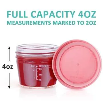 Glass Baby Food Storage Containers Set of 12, Leakproof 4 oz Reusable Small Baby Food Jars with Lids & Marker for Infant & Baby, Freezer, Microwave & Dishwasher Safe