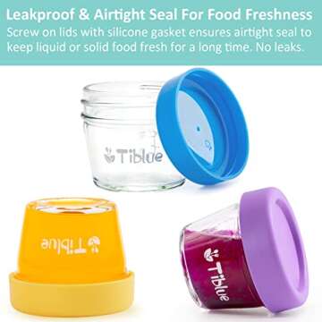 Glass Baby Food Storage Containers Set of 12, Leakproof 4 oz Reusable Small Baby Food Jars with Lids & Marker for Infant & Baby, Freezer, Microwave & Dishwasher Safe