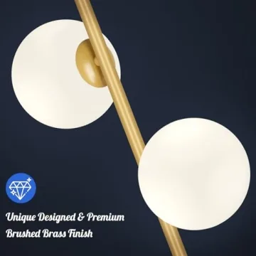 Mid Century Modern Brass Floor Lamp Frosted Glass LED Light